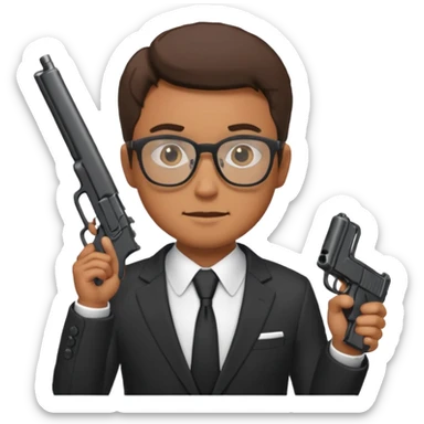 Man in suit with glasses holding a gun  sticker