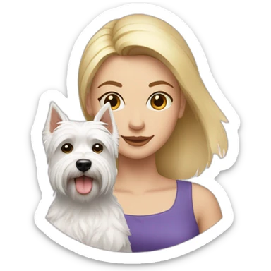 Blonde woman with a westie dog girl sticker