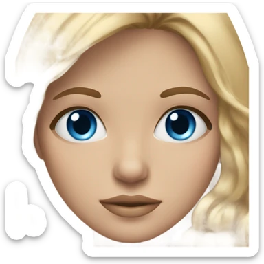 Brown/blonde hair girl with blue eyes n lashes sticker
