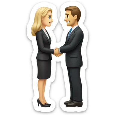 caucasian businessman and businesswoman are shaking hands sticker