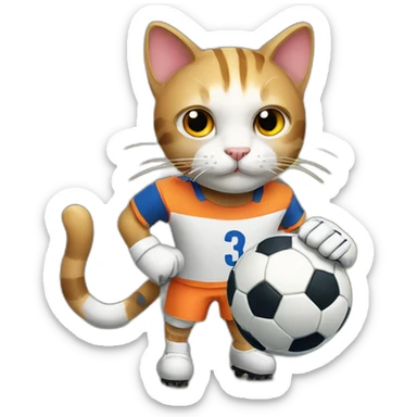 cat playing as soccer goalkeeper sticker
