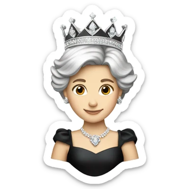 Princess Diana with silver crown and black dress sticker
