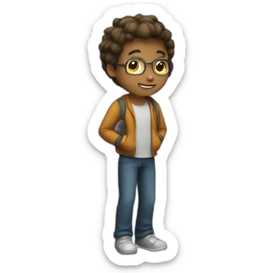 a boy doing math sticker