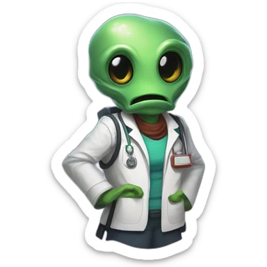 alien doctor scifi roguelike rpg style inspired by slay thee spire sticker
