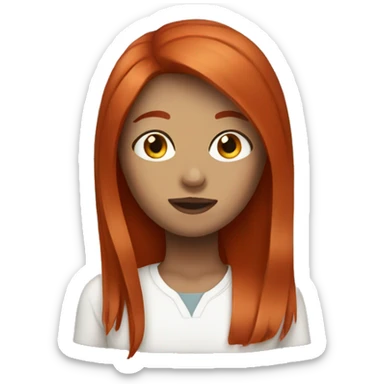 female with straight red hair and freckles sticker