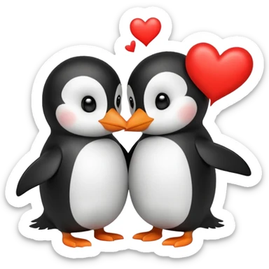 A pingouin sending a kiss with a red heart  sticker