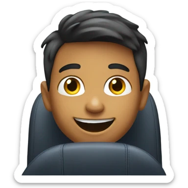 smiling boy in car interior sticker