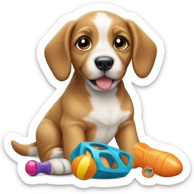 Puppy with toys sticker