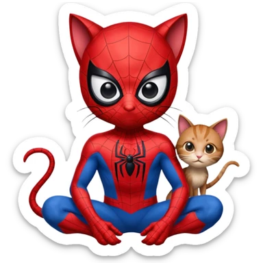 Spider man with a spider cat sticker