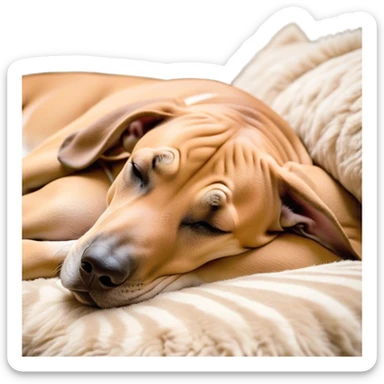 Meme-Worthy Cute Sleeping Fawn Great Dane Portrait Emoji, Head resting peacefully with a contented smile, showcasing a delightfully solid build and a luxuriously soft fawn Fur, eyes shut in a serene nap, Simplified yet hilariously adorable features, highly detailed, glowing with a soft, drowsy light, high shine, relaxed and utterly lovable, stylized with an air of playful laziness, bright and heartwarming, soft glowing outline, capturing the essence of a comically sleepy guardian, so meme-worthy it feels like it could instantly become the next viral sensation of adorable slumber! sticker