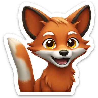 RED FOX WAVING sticker