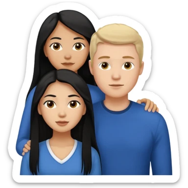 Mixed race couple, white male with mixed female (asian & black)
the female is more asian than she is black, she has long hair and tanned skin, and black eyes
The male is french, he has tall dirty blond hair sticker