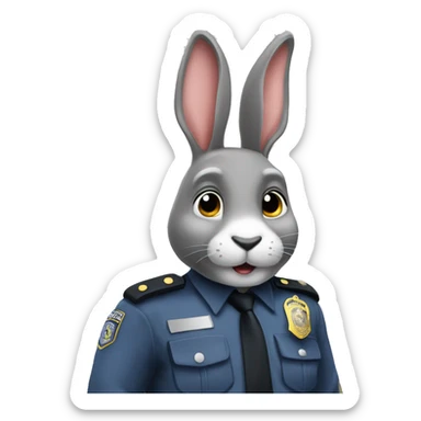 rabbit grey police sticker