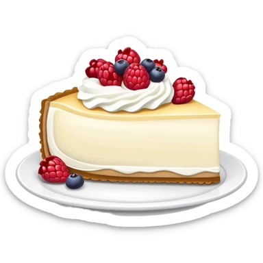 Three layered berry cheesecake slice topped with whip cream sticker
