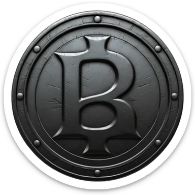 Minimal emoji, gothic metal coin made of black steel, engraved number 2 at the center, ancient industrial aesthetic, worn metal texture, no glow, no neon, flat emoji design, centered, transparent background sticker