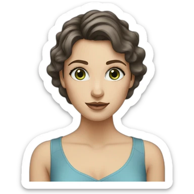 white-woman-with-dark-brown-wavy-medium-hair-big-eyes-and-eyelashes-bluegreen-eyes sticker