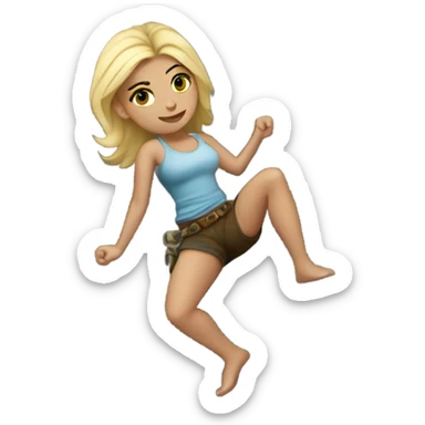 Beautiful tattooed white woman climbing rocks sticker