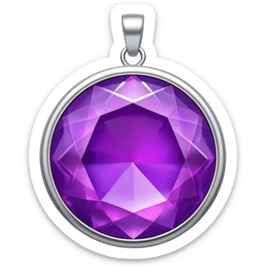 extra close-up round cut purple sugilite holo gem with silver metal frame charm, no extra accents sticker