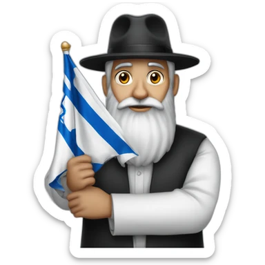 rabbin with Sidelocks holding israel flag in his hands sticker