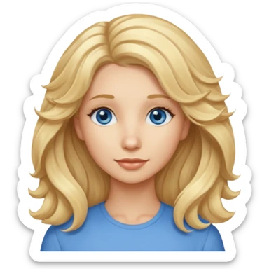 Long, straight, blonde hair, blue eyed woman.   Wavy, blonde goldendoodle sticker
