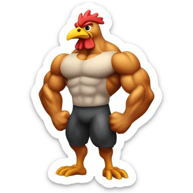 A chicken with muscles  sticker