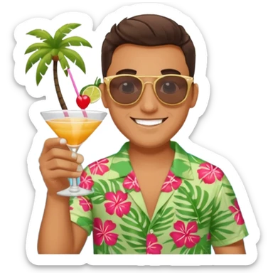 Male pool party with cocktails head sticker