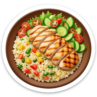 Grilled diced chicken and rice with salad sticker