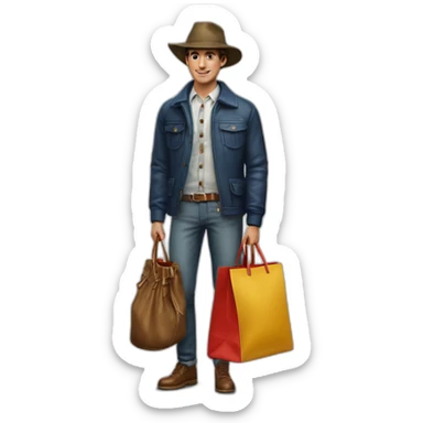 Hyperrealist Preppy hunter spanish with shoping bag sticker