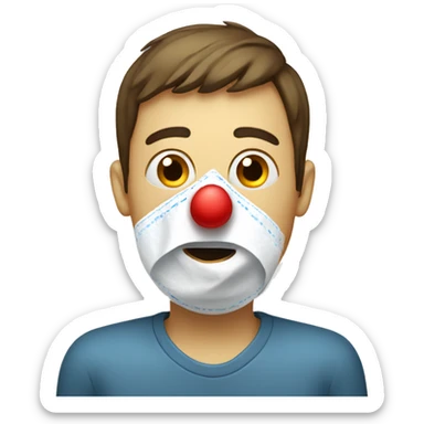 Someone with a cold and red nose and tissues sticker