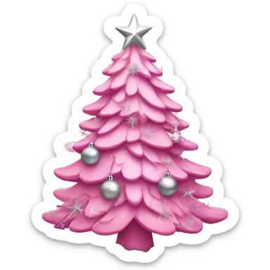 pink christmas tree with silver ornaments  sticker