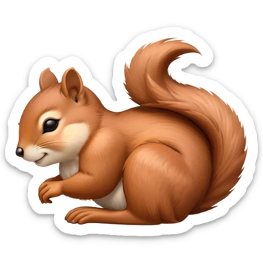 Meme-Worthy Cute Sleeping Squirrel Portrait Emoji, Head resting peacefully with a contented smile, showcasing a nimble build and a luxuriously soft auburn Fur with a bushy tail, eyes shut in a serene, restful nap, Simplified yet hilariously adorable features, highly detailed, glowing with a soft, drowsy light, high shine, relaxed and utterly lovable, stylized with an air of playful laziness, bright and heartwarming, soft glowing outline, capturing the essence of a comically sleepy squirrel, so meme-worthy it feels like it could instantly become the next viral sensation of adorable slumber! sticker