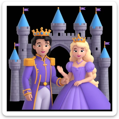 prince and princess disny dress close up photo in castle sticker