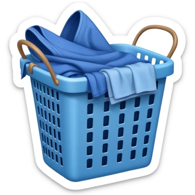 LAUNDRY white BASKET WITH FOLDED blue CLOTHES sticker
