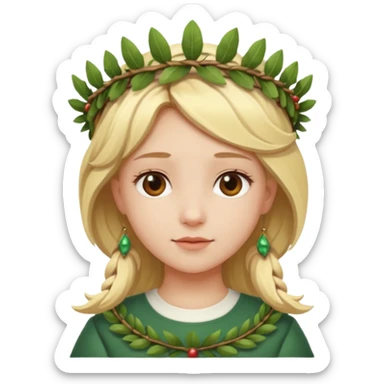 a blonde girl wearing laurel wreaths on head sticker