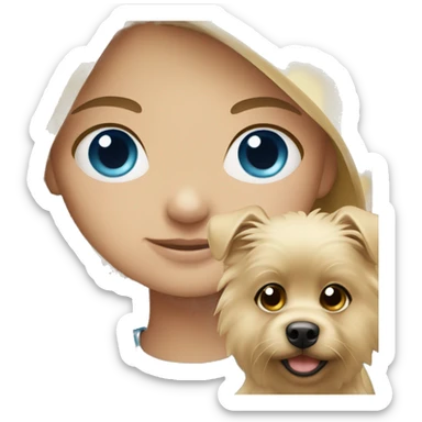 Blonde girl blue eyes holding spitz  sticker