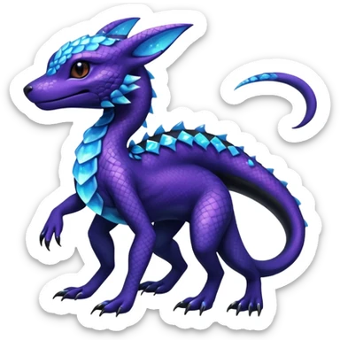 Anthropomorphic Scaley Exotic Salandit-Aurorus-Umbreon-Fakémon-hybrid-creature (full body)  sticker
