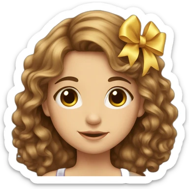 beautiful-wite-girl-with-long-curly-brown-hair-with-a-bow sticker