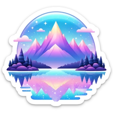 Iridescent glistening glossy sparkly shiny glittery scenery  sticker