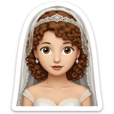 A bride with a curly brown hair and veil sticker
