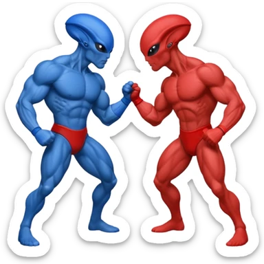 
two alien sparring, red uniform and blue unidorm
 sticker