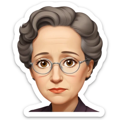 portrait of Hannah Arendt, thoughtful expression, no glasses, soft lighting, neutral background sticker