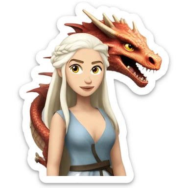Daenerys Targaryen from game of thrones with a dragon sticker