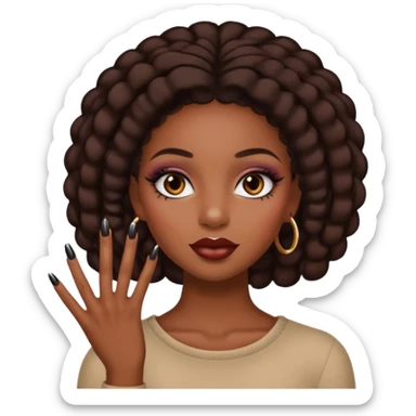 face girl with nails and cute make up black girl sticker