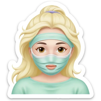 Lady with pastel face mask spa beauty full face relaxing sticker