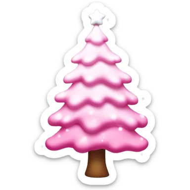 Cute pink christmas tree with white snow dripping off of it sticker