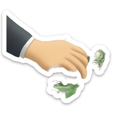 Logotipo de billetes amarrados entre si de 100 dólares la denominación siendo agarrados por una mano sticker