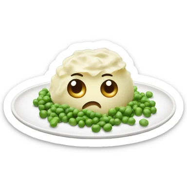 mashed potatoes with gravy and peas sticker