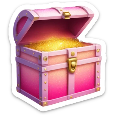 Pink ombre treasure chest box with glitter  sticker