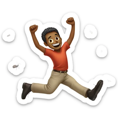 Happy man stepping on ants sticker