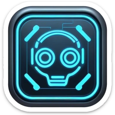 cyberpunk style blue neon system code sticker